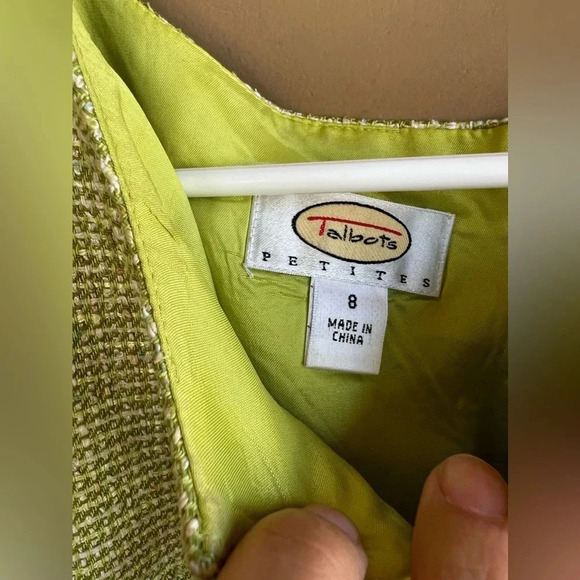 Vintage Talbots Green Tweed Knee Length Dress / Modest Dress - Women's Size 8P - Picture 2 of 4